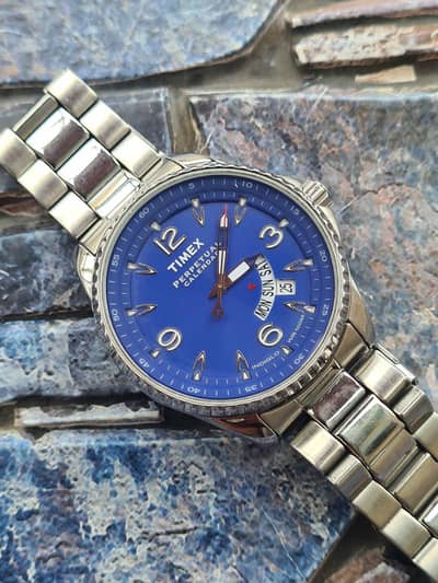 Timex T2G581, Perpetual Calendar watch, Blue Indiglow Dial.