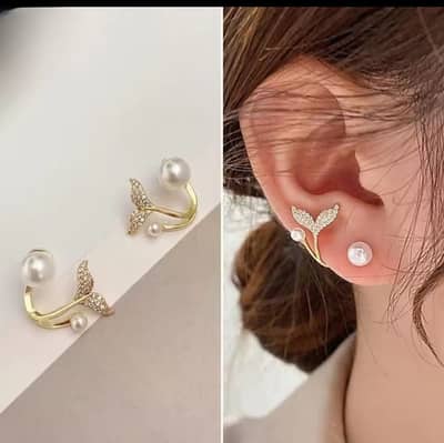 Korean Golden Fishtail Fashion Stud Earrings for Women | Simulated Pe