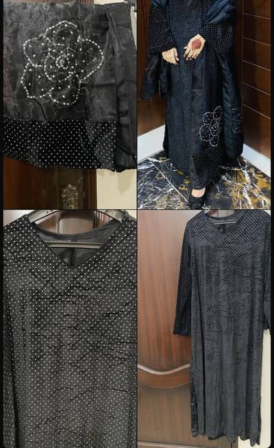 Long shirt with organza dupatta