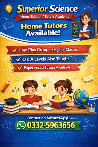 All subjects Tutors/ Home Tutor/online tutor available