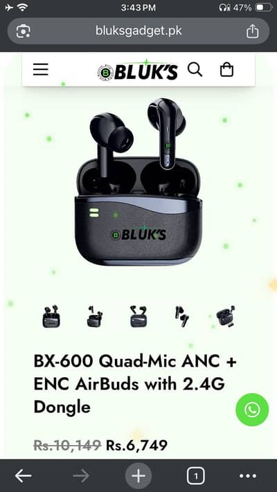 Bx 600 gaming earbuds zero latency with 2.4ghz dongle