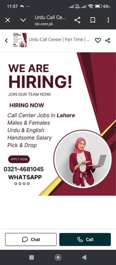 Urdu Call Center | Part Time | Full Time | Data Entry Office Based Job