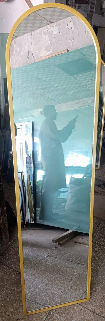 Mirror with powder coated steel standing frame