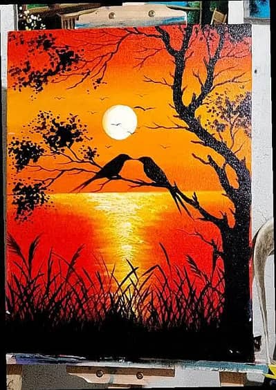 Sunset painting on canvas