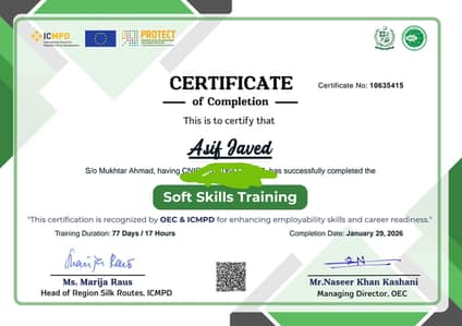 Soft skills Certificate banwany k laye hum say rabta karin