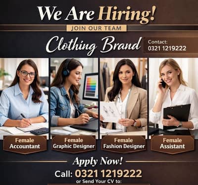 Female Staff Required Graphic Designer, Fashion Designer, Assistant