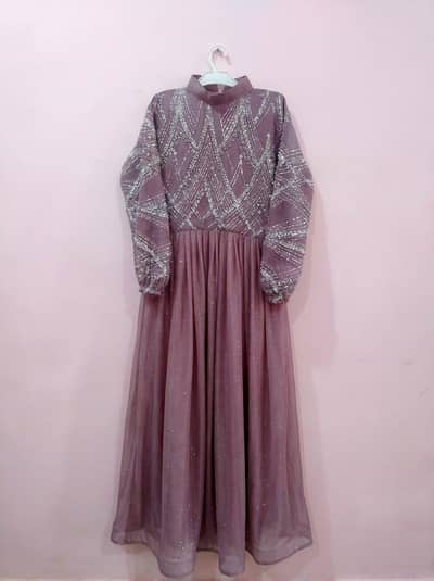  Tea Pink Shimmer Maxi Dress - Party Wear 