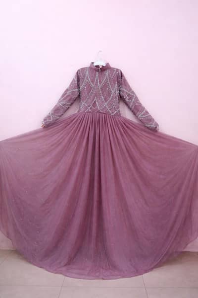 Tea Pink Shimmer Maxi Dress - Party Wear