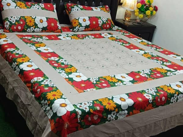 3 Piece Cotton Satan Soft Bedsheets Set - King Size, Multicolor, Easy Care