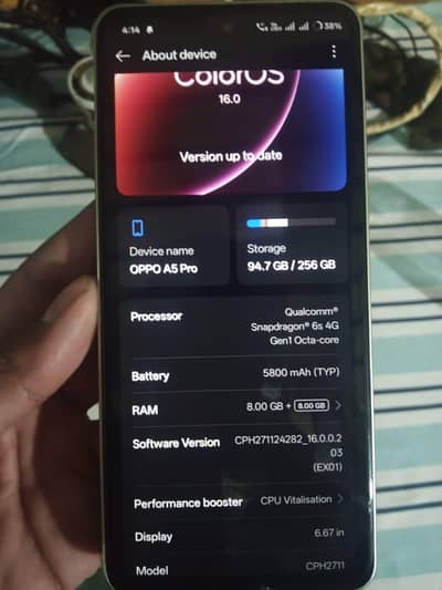 complete box oppo a5 pro 5 months ki guarantee baqi ha 8/256 memory