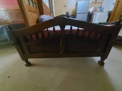 Solid Wooden Single bed with used mattress