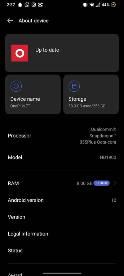 OnePlus 7t EXCHANGE POSSIBLE