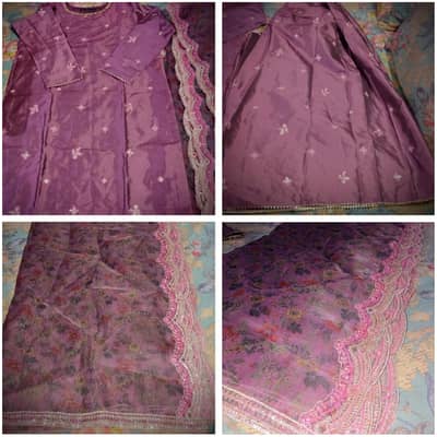 Elegant Purple 3-Piece Embroidered Suit with Printed Dupatta.