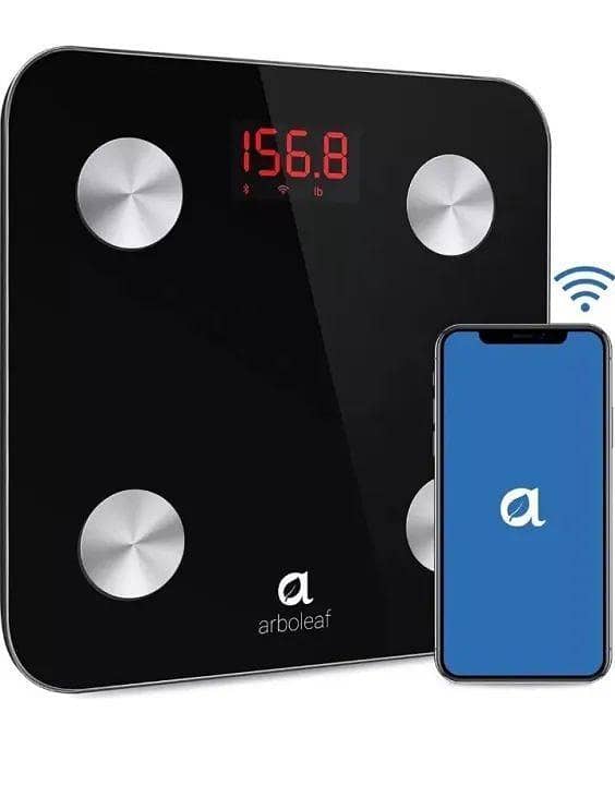 Arboleaf Free battery" Weight, Multiple users, Apps, Tracking , Export, Imported 100% Accurate 180KG Tempered Glass Solar Smart BMI With APP Electronic Bathroom Floor Weight Scale Body Household Fat Weighing, Portable Scale Sold by Fight Fitness