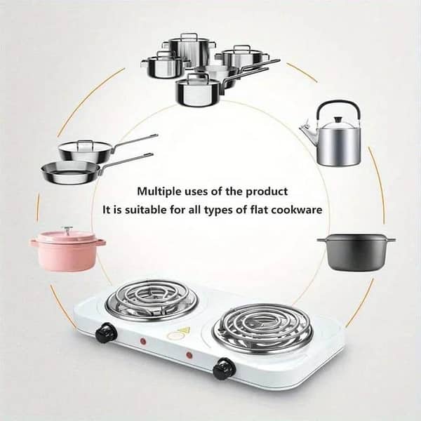 Strong Double Electric Stove for Cooking 1000W, Rapid Heating, Easy Clean, and Ultimate Versatility Elevate Your Culinary Experience