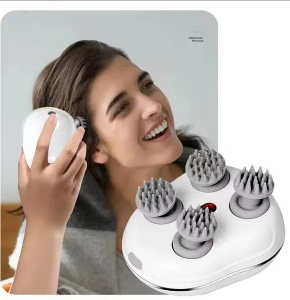 Smart Electric Scalp Massager with Heat – Waterproof Hair Growth Head Brush for Relaxation