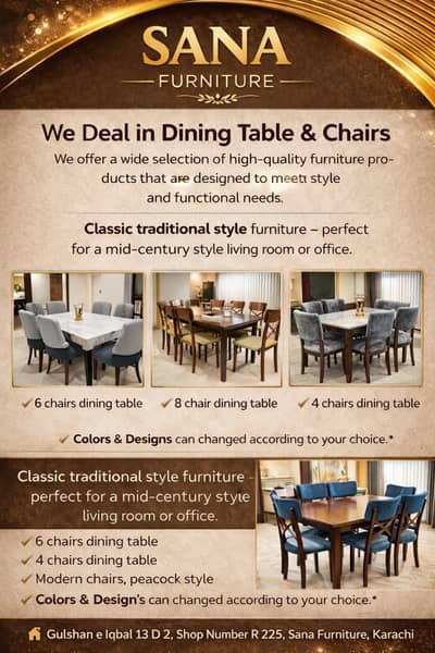 Wooden Dining Table Set | 4–8 Chairs | Brand New