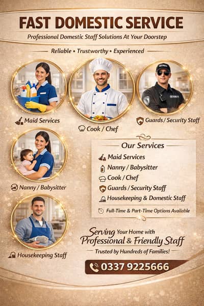 HOUSE MAIDS,COOKS, CHEFS, NANNY, PATIENT CARE, DRIVERS Etc