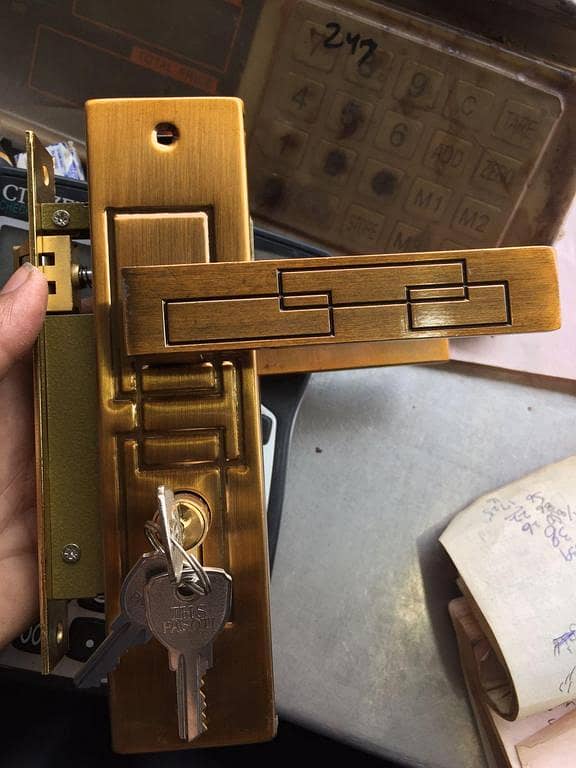 Door Lock for Wood andFiber Doors – Brass Key (3 pcs) with Complete Set