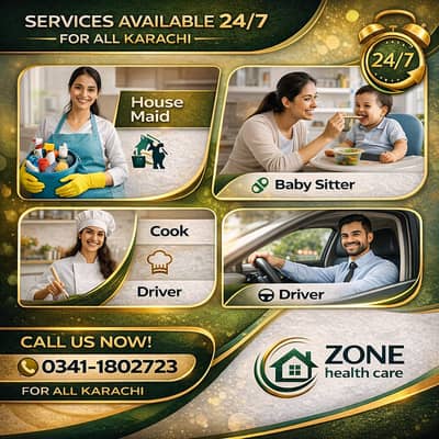 Staff Provide in karachi Cook,Driver,House Maids,Baby Sitter, Nursing