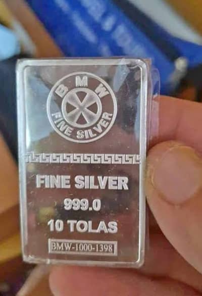 10 Tola Silver bricks of BMW with QR Code Price Rs 18000 per Tola