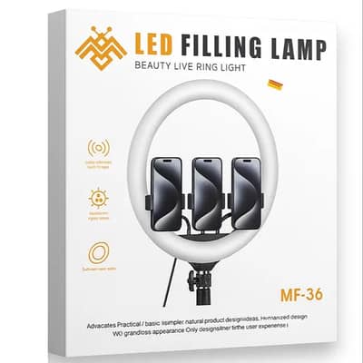 MF-36 LED Filling Lamp White - 3 Phone Holder Beauty Ring Light for Li