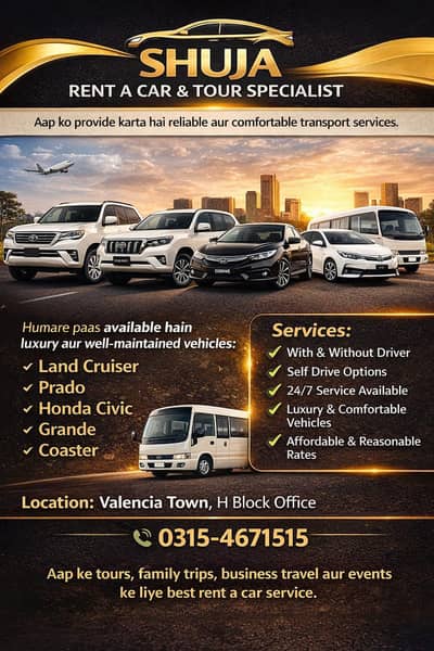 Shuja rent a car -tour specialist _luxury and comfortable car near you