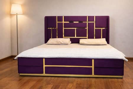 Purple velvet bed with dressing table for sale