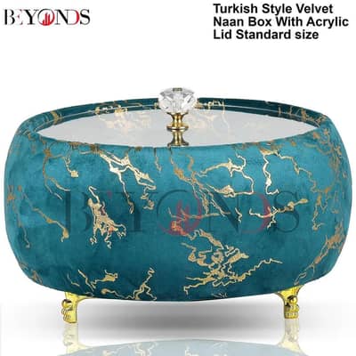 Turkish Style Velvet Naan Box with Acrylic Lid – New