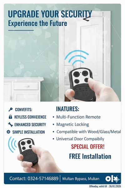 Smart Remote Control Door Lock | Adjustable Models | Best for Home & O