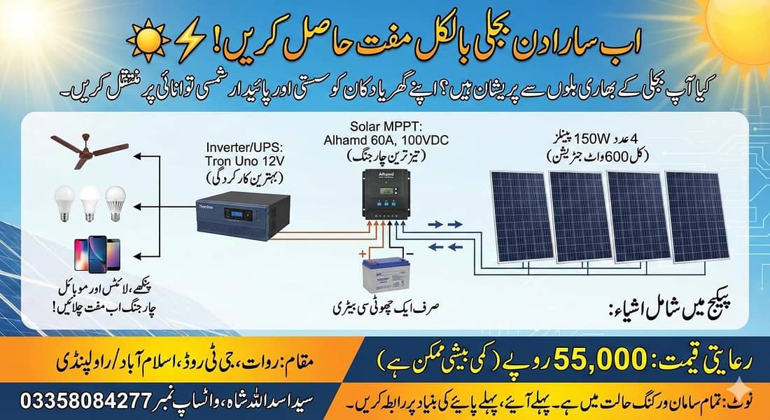 پورا دن سورج کی روشنی سے فری بجلی حاصل کریں۔ 0