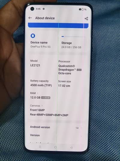 one Plus 9 Pro 12gb 256gb screen fingers