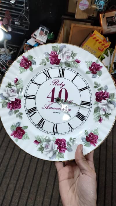 Royal Imperial Floral Wall Clock Plate - Vintage style Quartz Clock