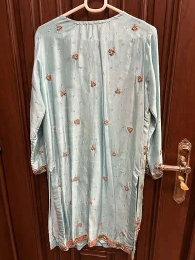 Pure raw silk ice blue