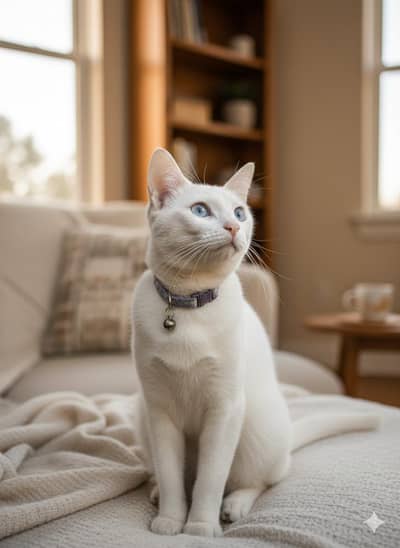 vaccinated white cat