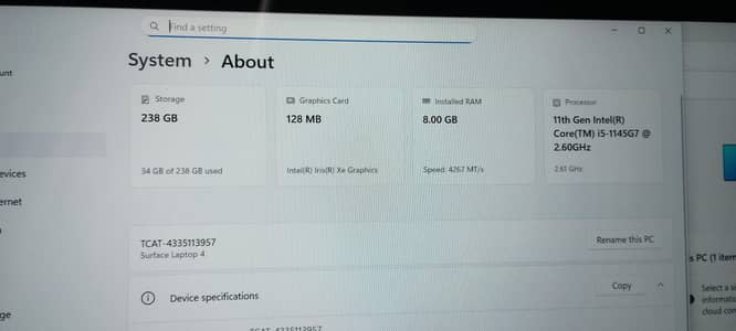 Microsoft surface laptop4 11th generation