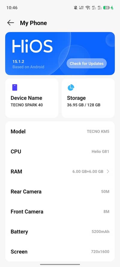 tecno spark 40 6/128 ajj hi warranty start howi hai