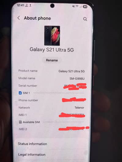 Samsung Ultra 21 5G GB 128 same working