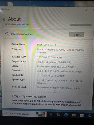 HP EliteBook x360 1030 core i5 7