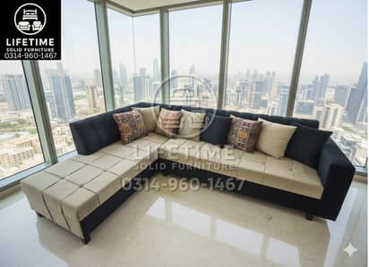 Smart Choice L Shape Sofa | Budget Friendly|Solid Kikar Wood