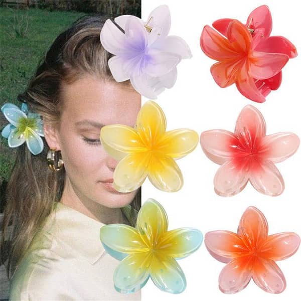 Pack of 3 Flower Hair Catchers Hair Styling Clip Girls Hair Catcher [ Random Colors ]