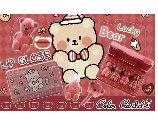 Pack of 4 Cute mini Teddy Bear Lip Gloss