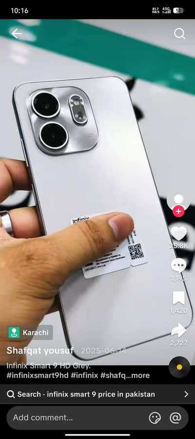 Infinix smart 9 hd good condition available