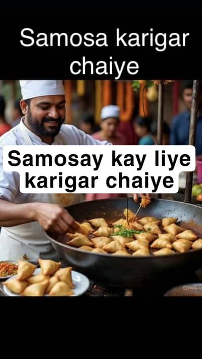 samosay pakoray roll Kay liye karigar chaiye contact #03158913895
