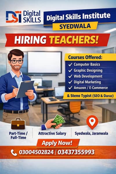 Teachers Required for Computer & IT Institute