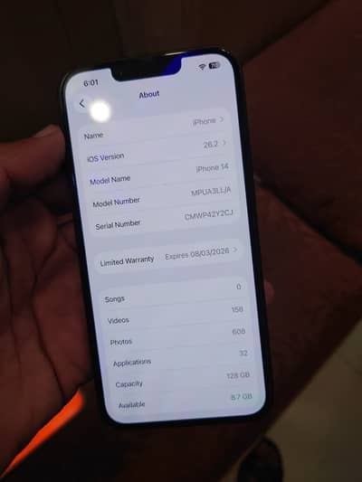 I phone 14 jv water pack 10/10 128gb