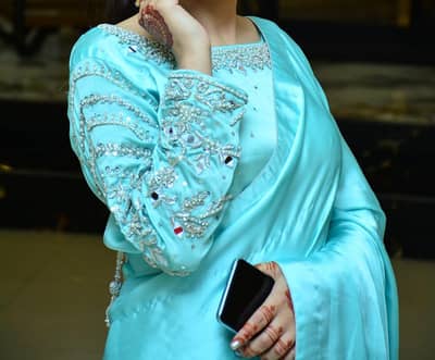 Aqua Blue Silk Saree