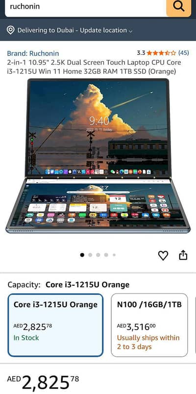 12 Generation Ruchonin Dual Screen Touch Laptop, Box packed