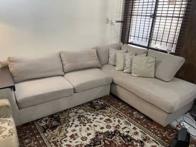 L shaped sofa and table for sale