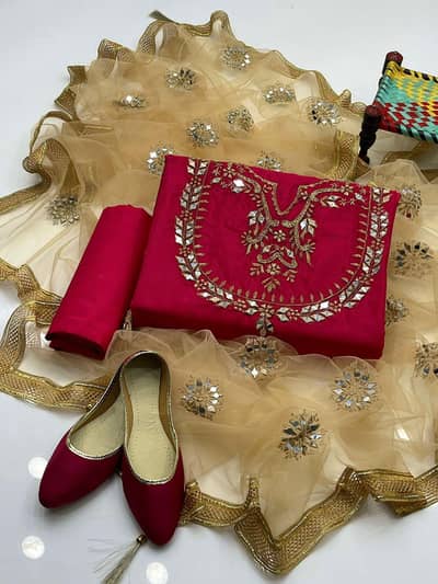 Premium Kataan Mirror Work Bridal Ensemble